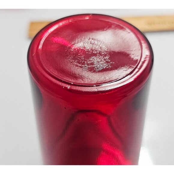 6 Anchor Hocking Royal Ruby Glasses 4.7" vtg red glass 9oz tumblers gold stripes - Picture 6 of 11